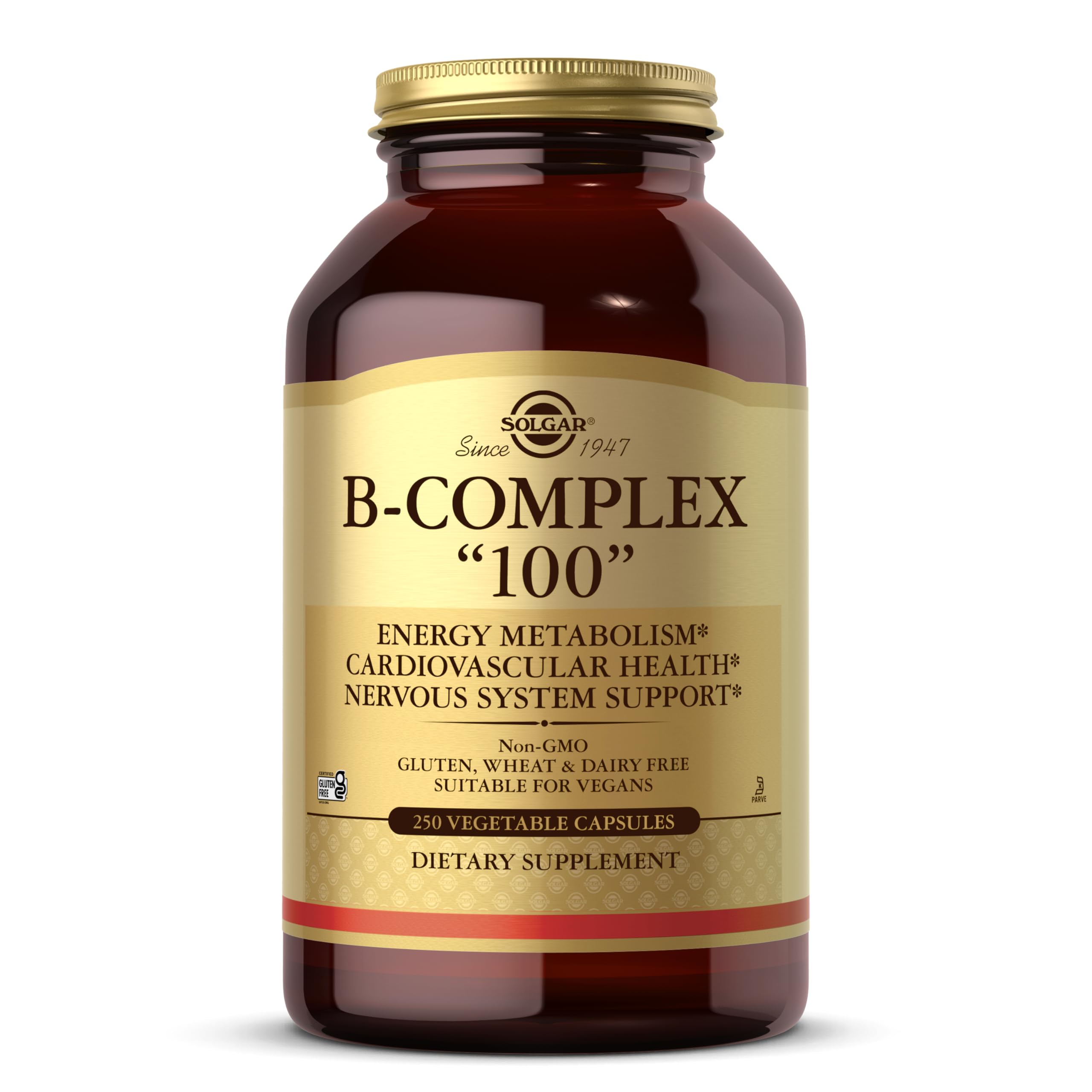 Solgar B-Complex 100 bottle front for daily energy support.
