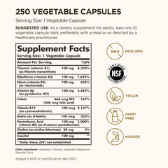 Close-up of Solgar B-Complex 100 capsules showing vegan formula.