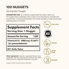 Solgar B12 nuggets closeup texture highlighting small, easy-to-take form