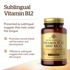 Solgar B12 Nuggets packaging and label closeup.