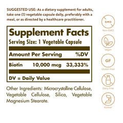 Solgar Biotin 10000 mcg capsules pouring for easy daily intake
