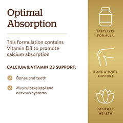 Solgar Calcium Citrate Vitamin D3 nutrition facts panel with calcium absorption details