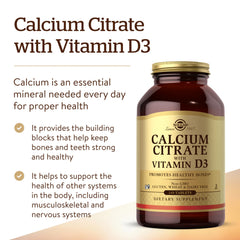 Solgar Calcium Citrate tablets close-up showing compact, easy-to-take form for daily use