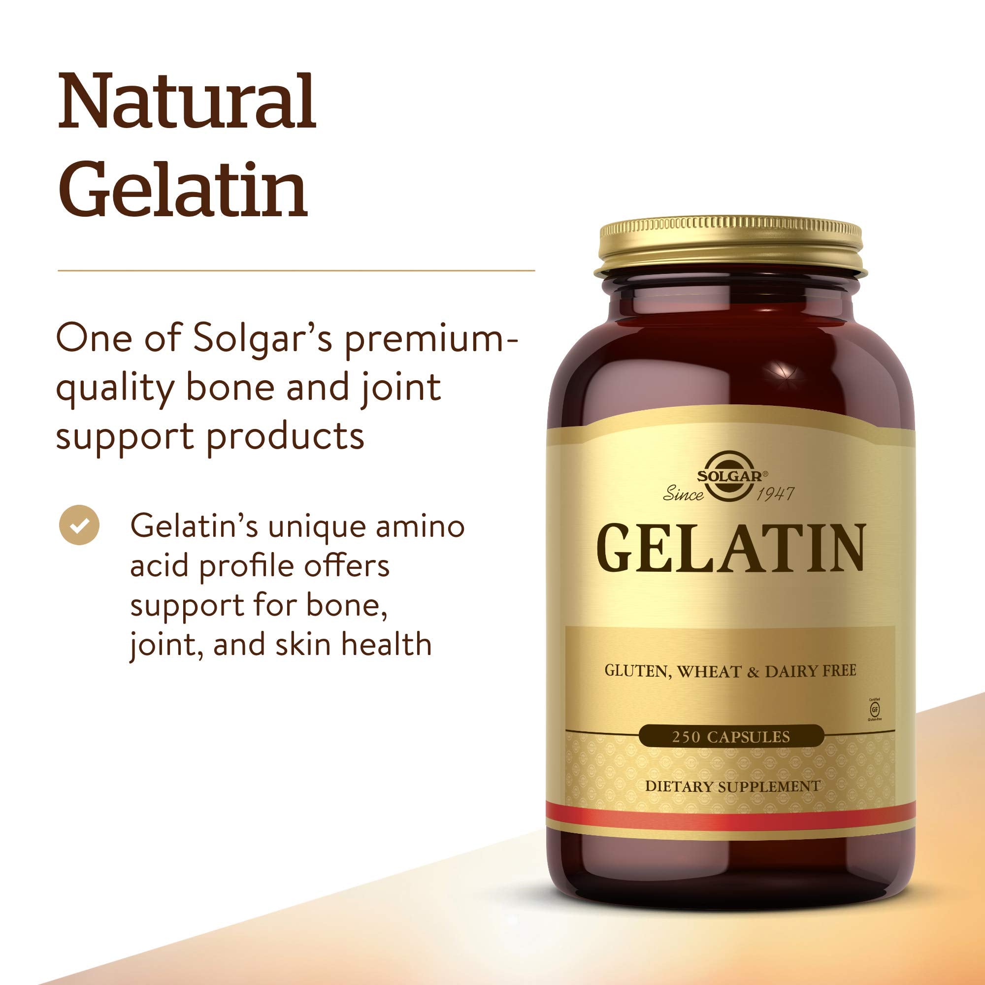 Solgar capsules natural gelatin close-up highlights easy daily supplementation.