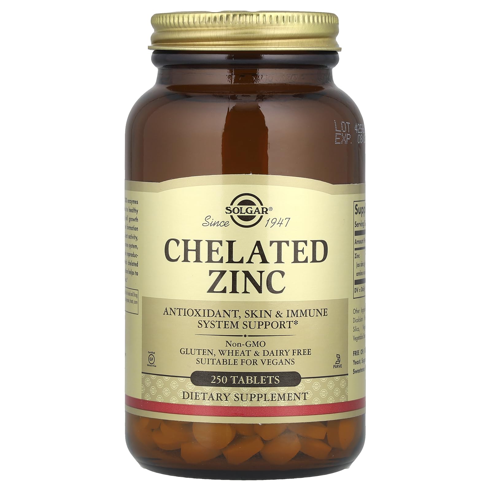 Solgar Chelated Zinc daily serving illustration for convenient use
