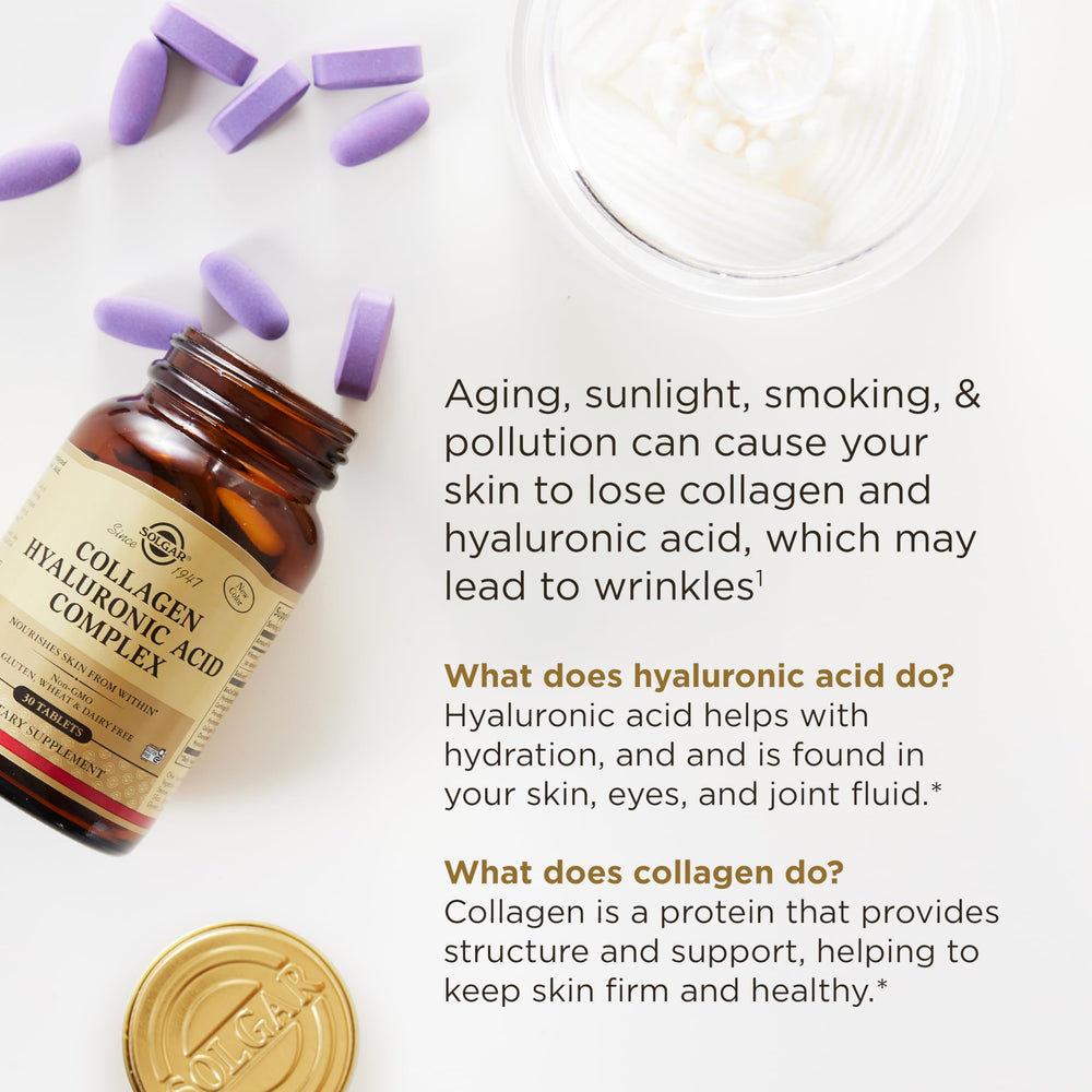 Solgar Collagen Hyaluronic Acid Complex in hand ready for daily routine