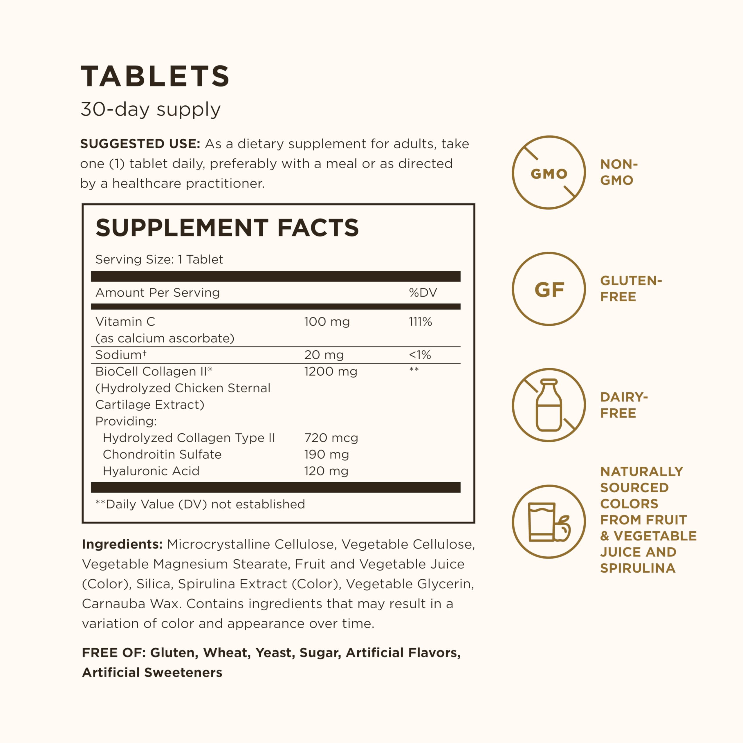 Solgar Collagen Hyaluronic Acid Complex tablets close-up for daily use