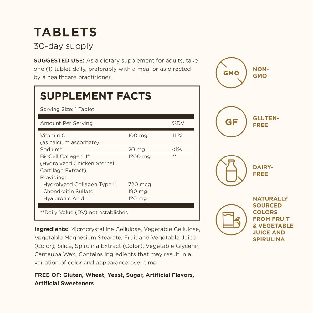 Solgar Collagen Hyaluronic Acid Complex tablets close-up for daily use