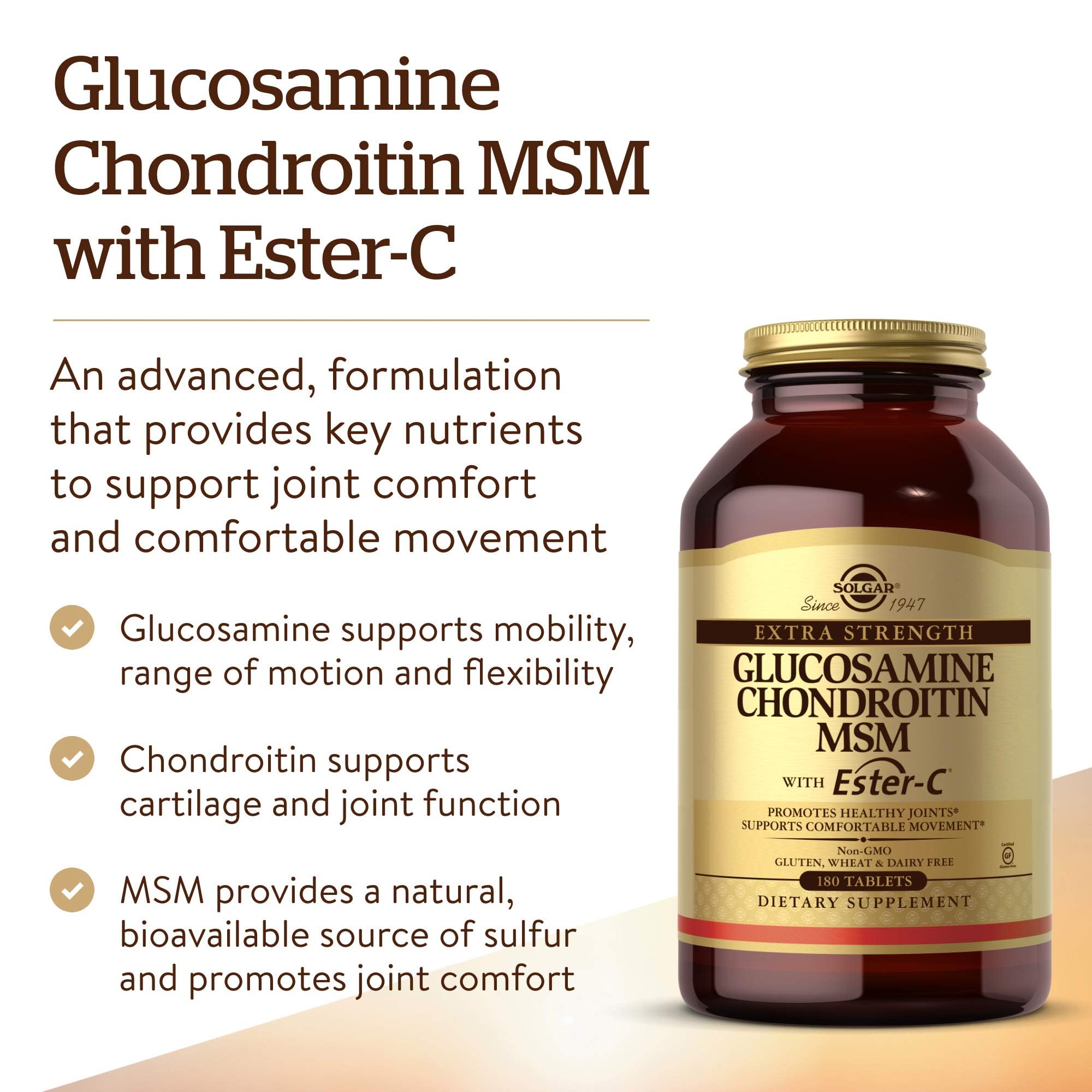 Solgar ester-c joint support graphic emphasizing collagen-related benefit