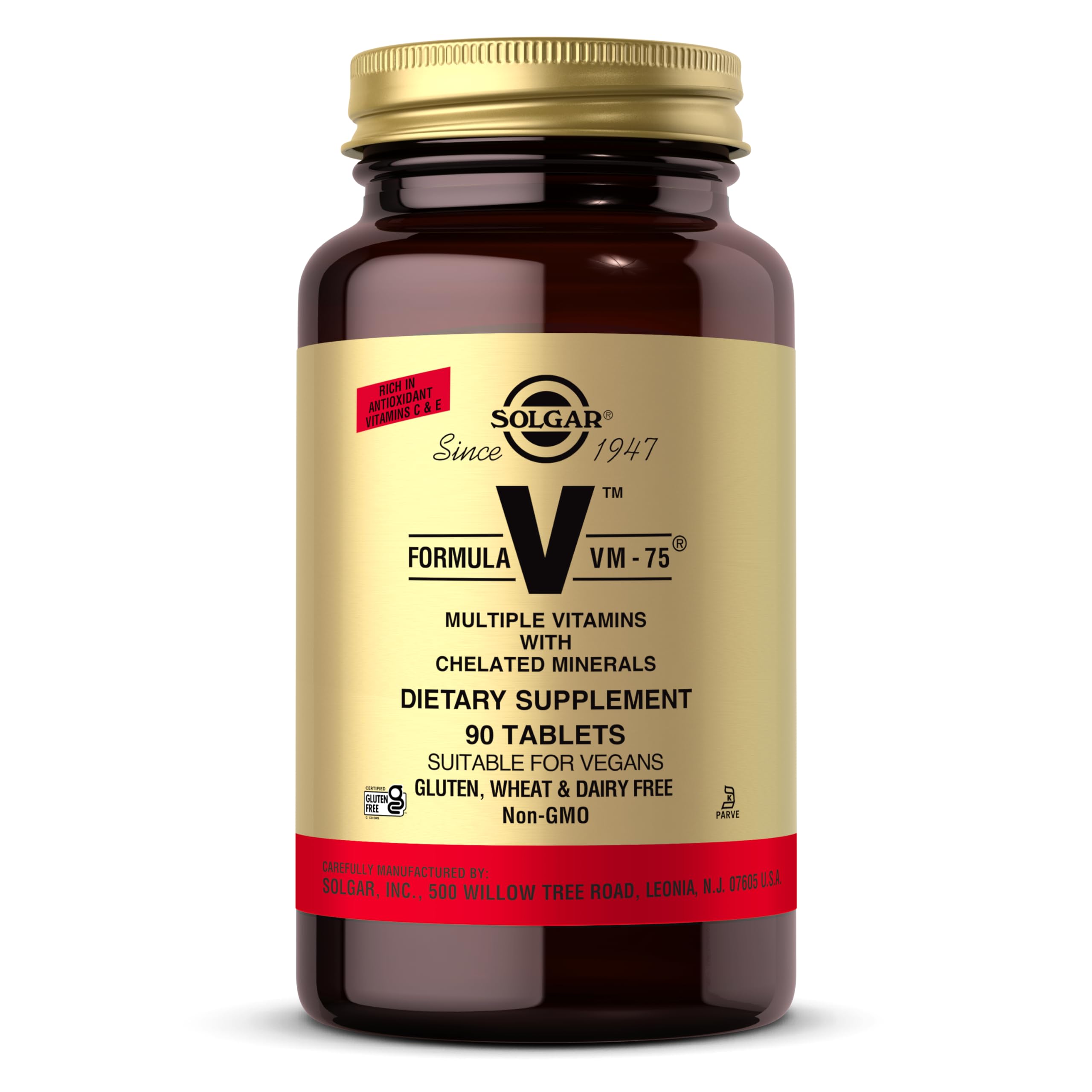 Solgar Formula VM-75 bottle front shows branding and daily nutritional support.