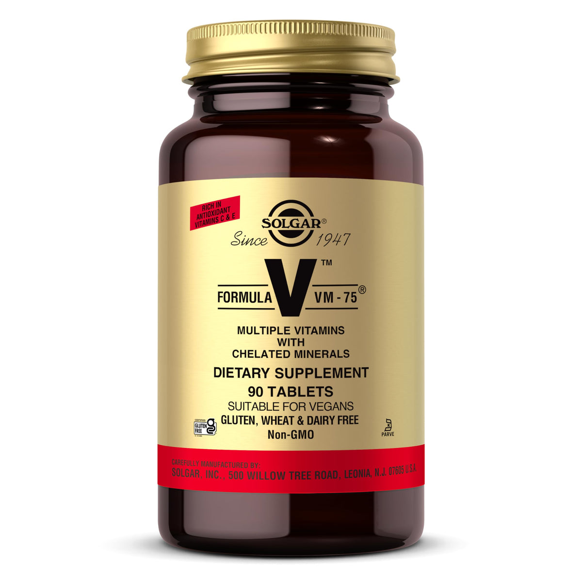 Solgar Formula VM-75 bottle front shows branding and daily nutritional support.