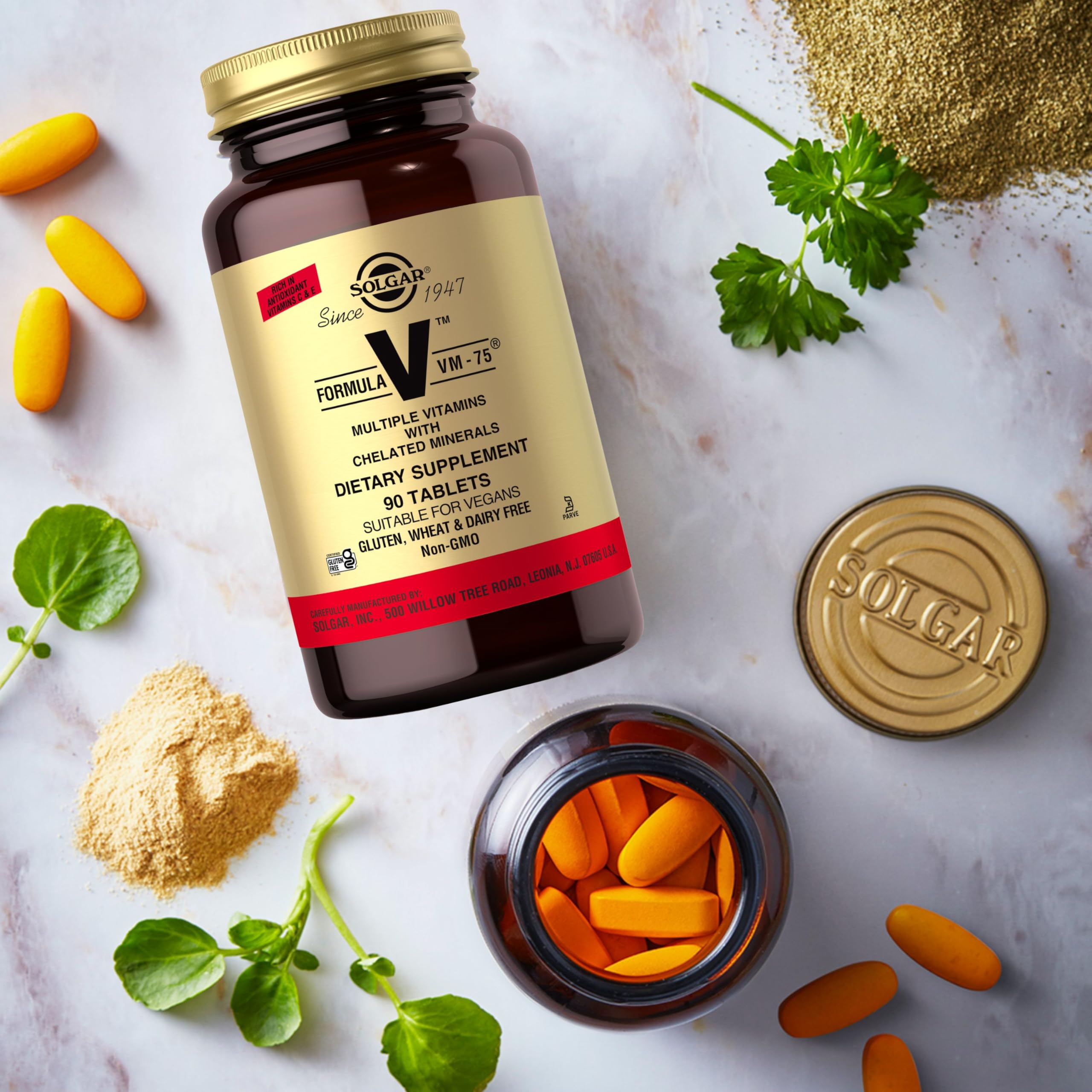 Solgar Formula VM-75 gluten-free mark aids gluten-sensitive diets.