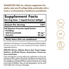 Solgar Full Spectrum Curcumin LiCaps capsules visible for easy swallowing.
