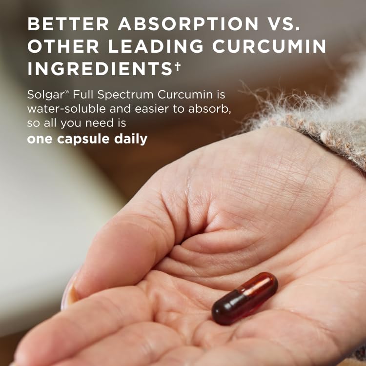 Solgar Full Spectrum Curcumin LiCaps label info highlighting premium ingredients.