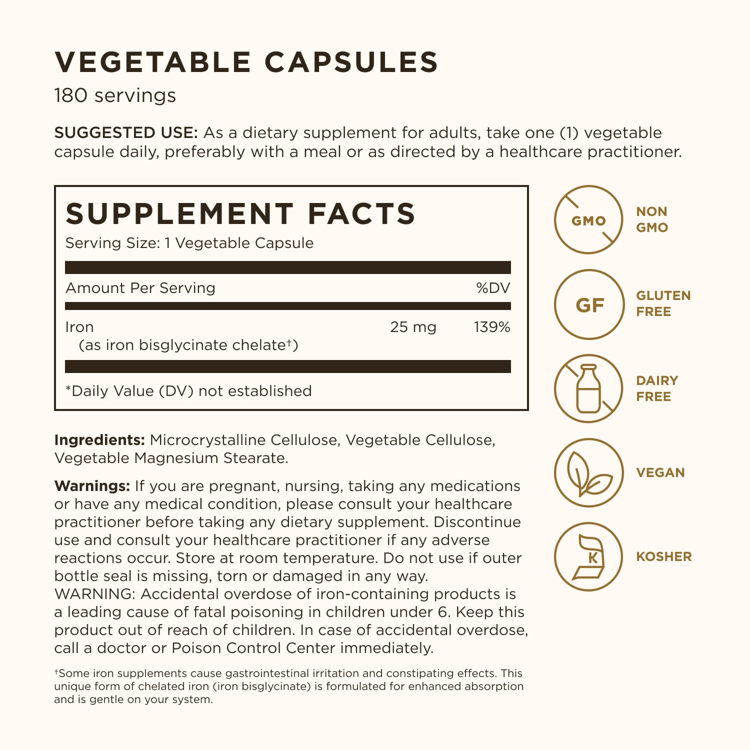 Solgar Gentle Iron 180-capsule bottle highlights long-lasting daily support