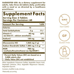 Solgar glucosamine chondroitin msm ester-c tablets close-up for mobility