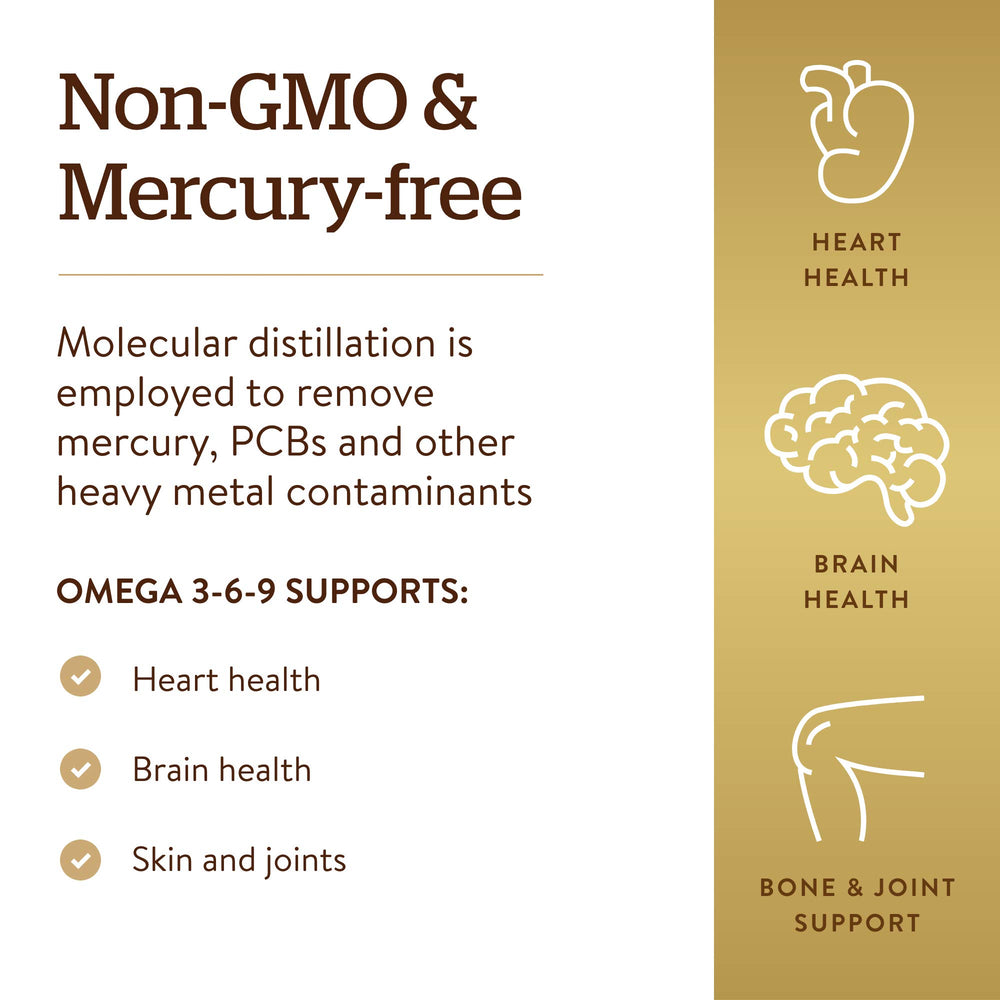 Solgar gluten-free dairy-free omega softgels bottle on counter