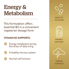 Solgar Vitamin B2 vegan capsules packed for daily use