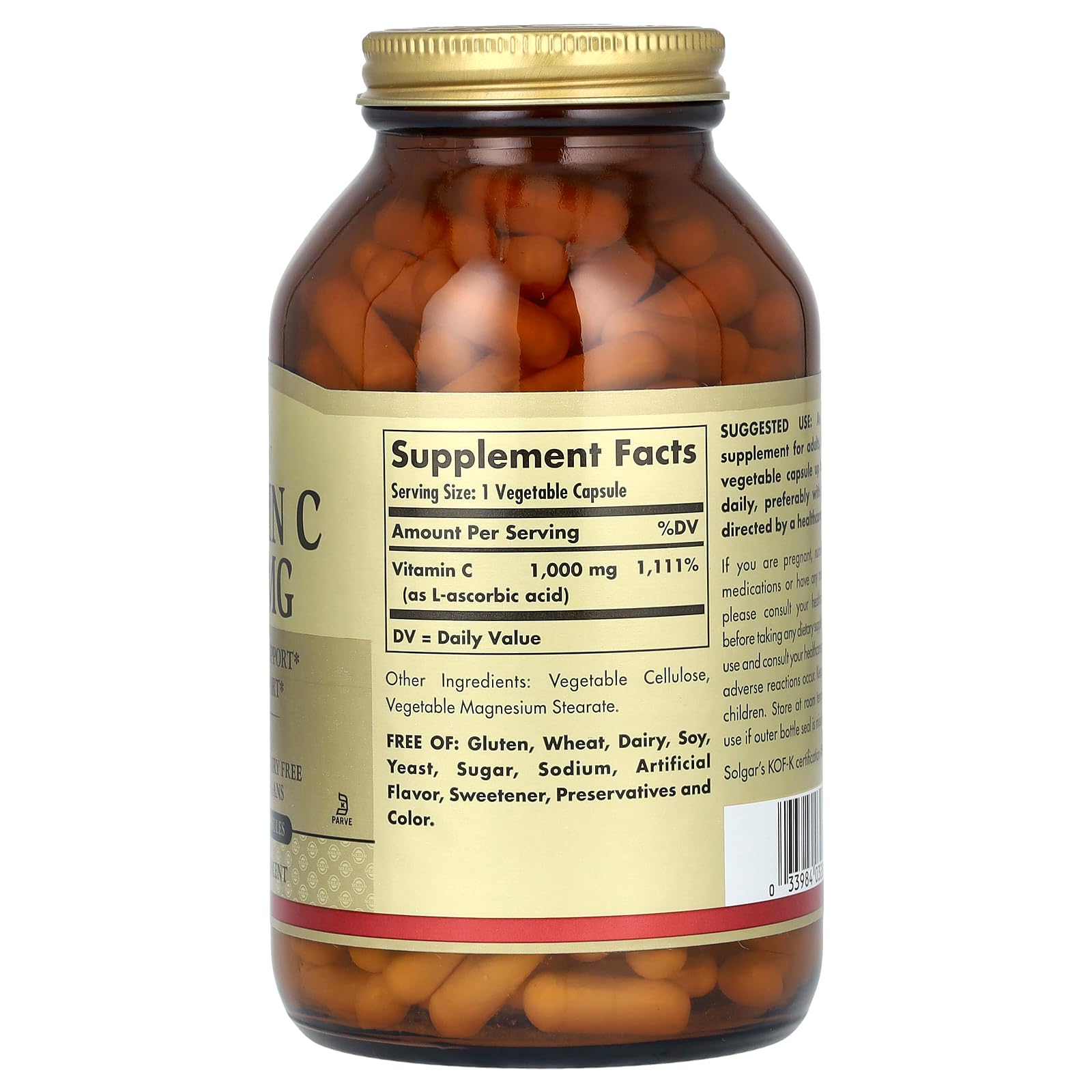 Solgar Vitamin C 1000 mg dispensing capsules ready for daily use.