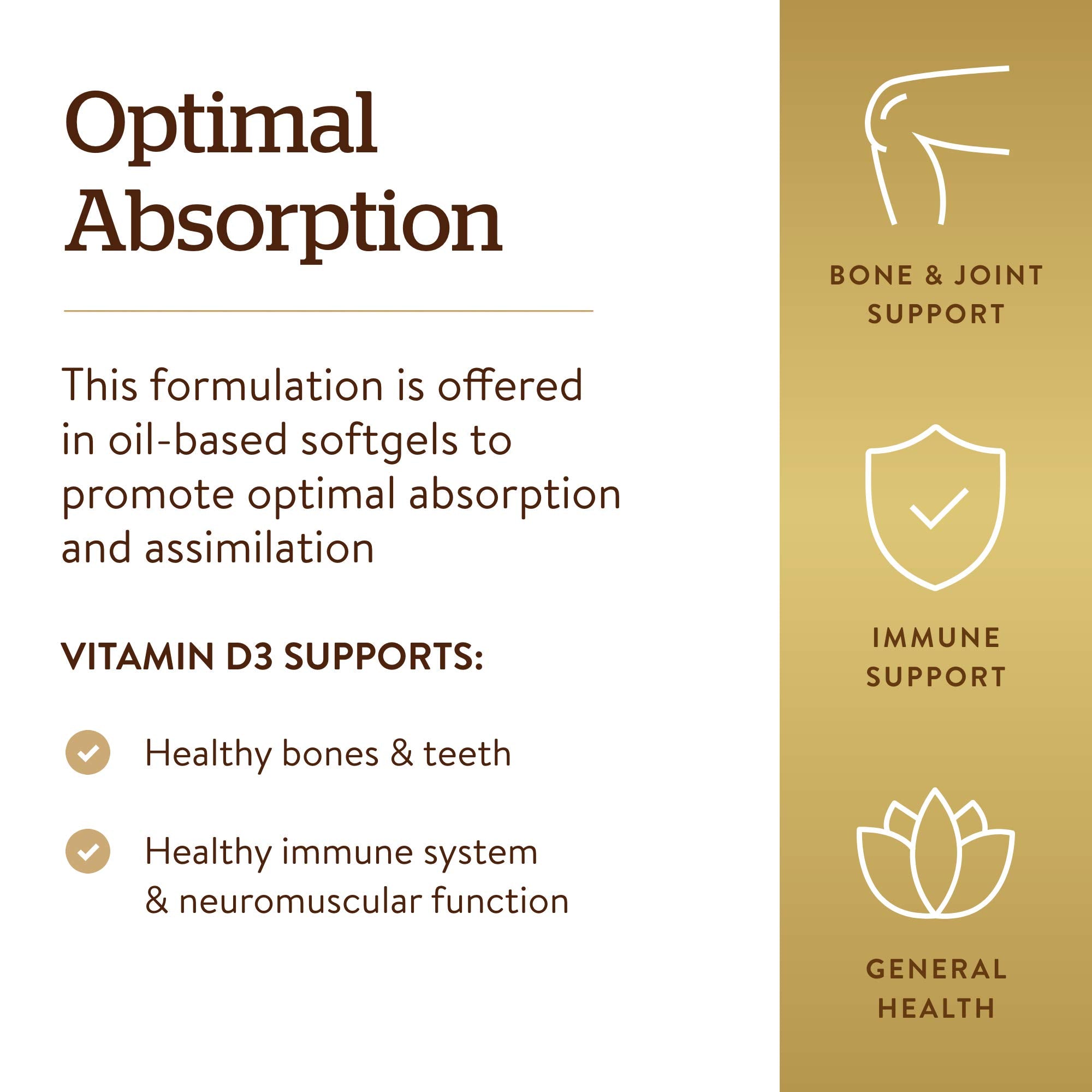 Solgar Vitamin D3 softgels beside glass of water for easy intake