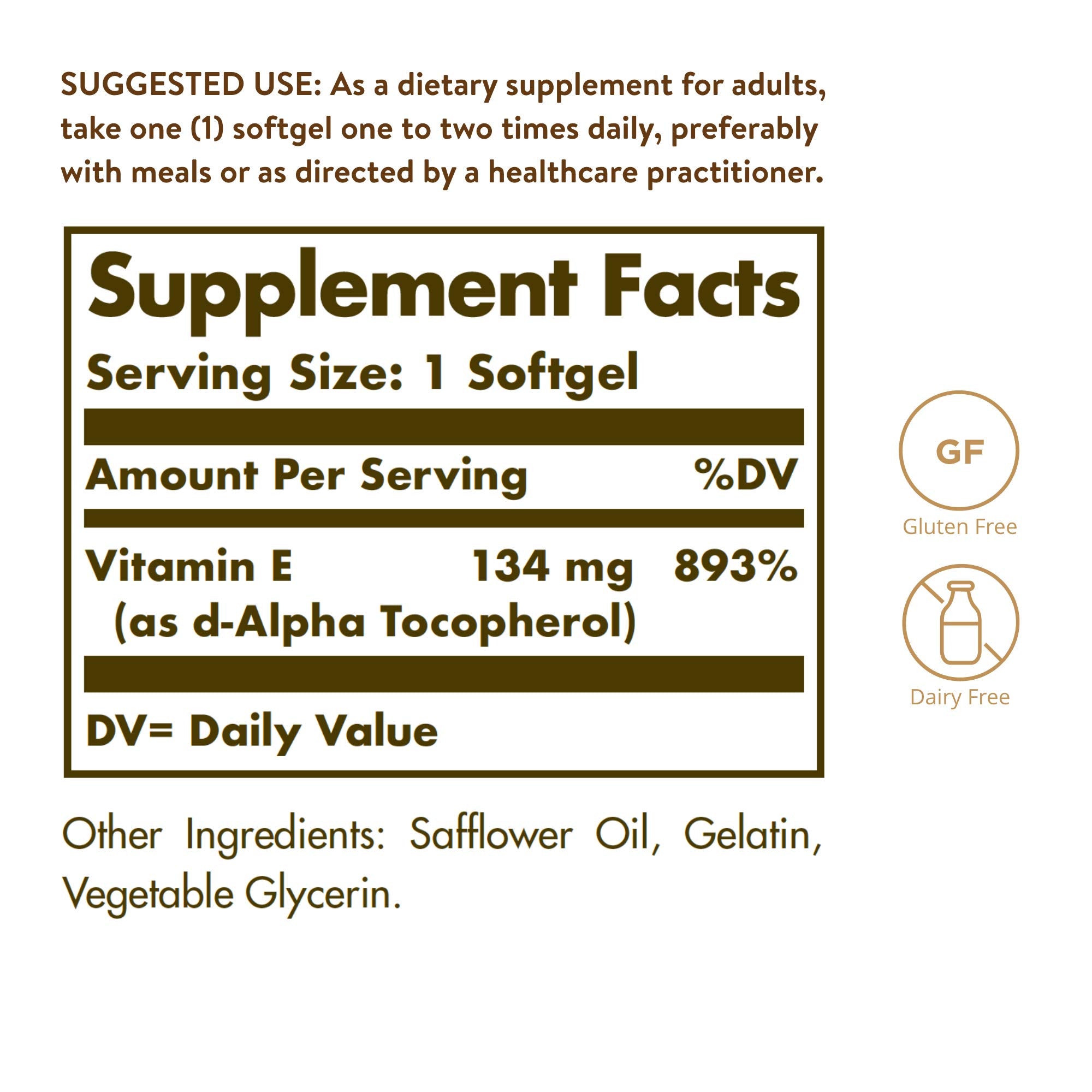 Close-up of Solgar Vitamin E 200 IU Alpha softgels for immune health