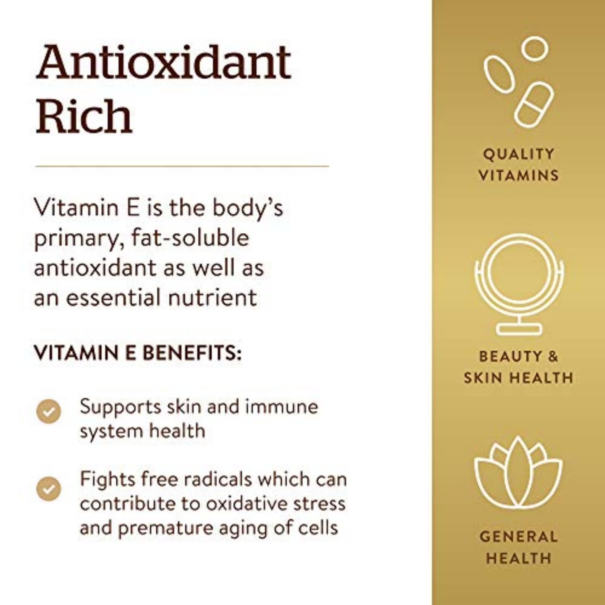 Solgar Vitamin E bottle being opened; daily antioxidant support.