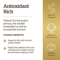 Solgar Vitamin E bottle being opened; daily antioxidant support.