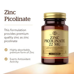 Solgar zinc picolinate label close-up shows non-GMO vegan gluten-free attributes.