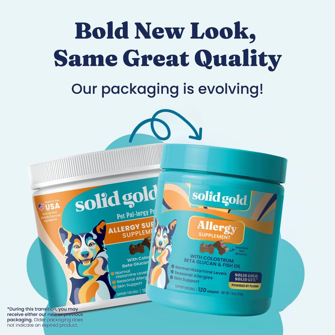 Solid Gold dog allergy relief chews bacon flavor close-up showing tasty texture for daily use