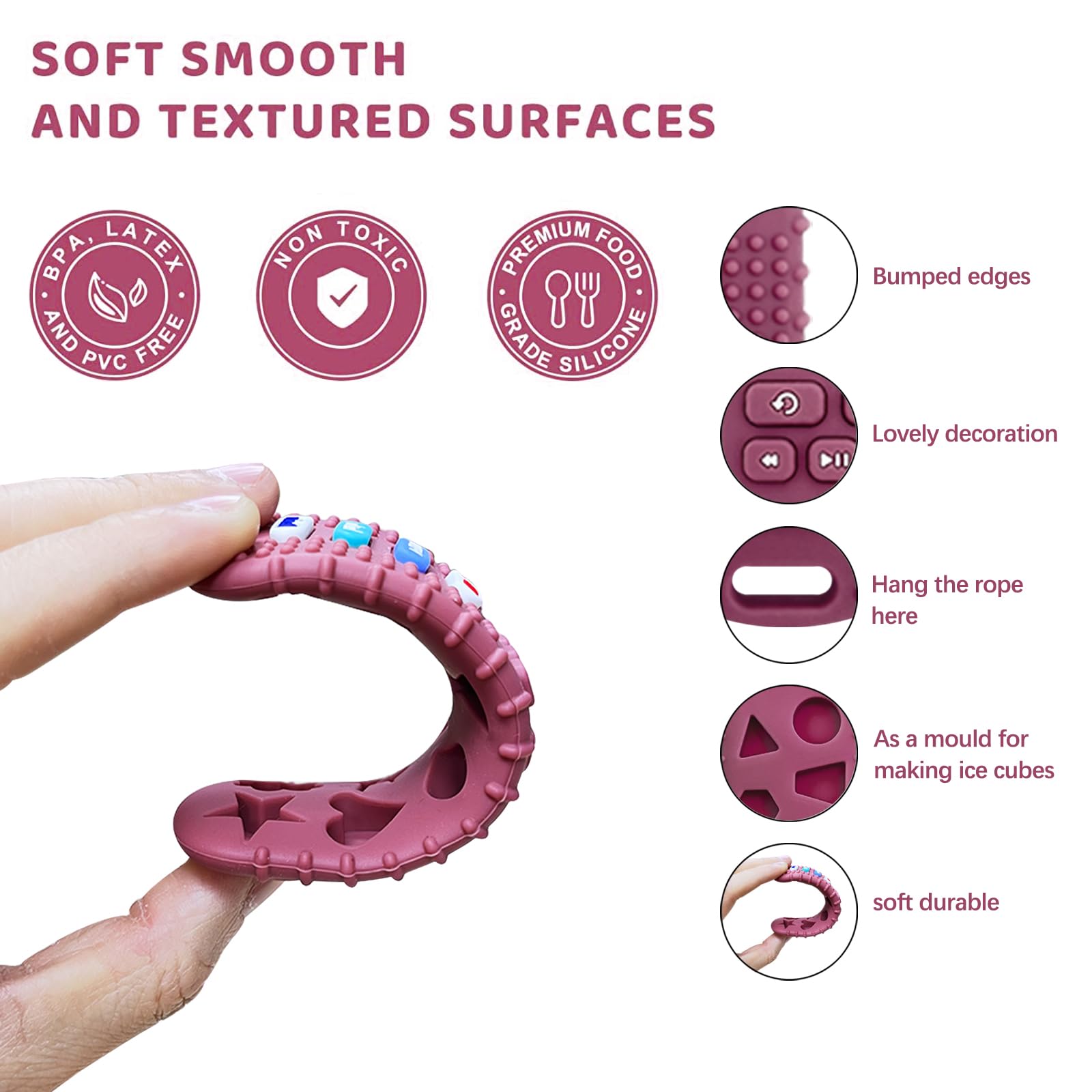 SOLIFEGOBLE 2-pack teether for home and on-the-go use.