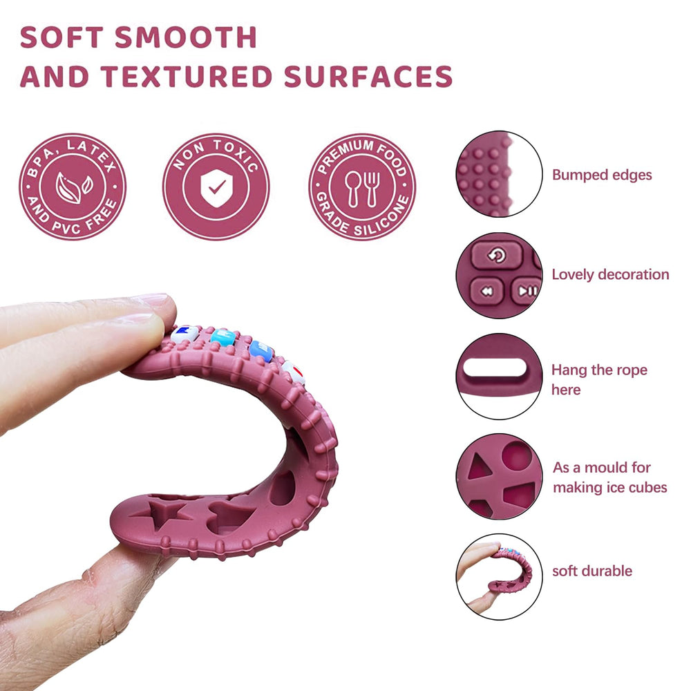 SOLIFEGOBLE 2-pack teether for home and on-the-go use.