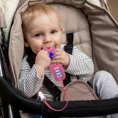 SOLIFEGOBLE silicone teether with soft textures to massage sore gums.
