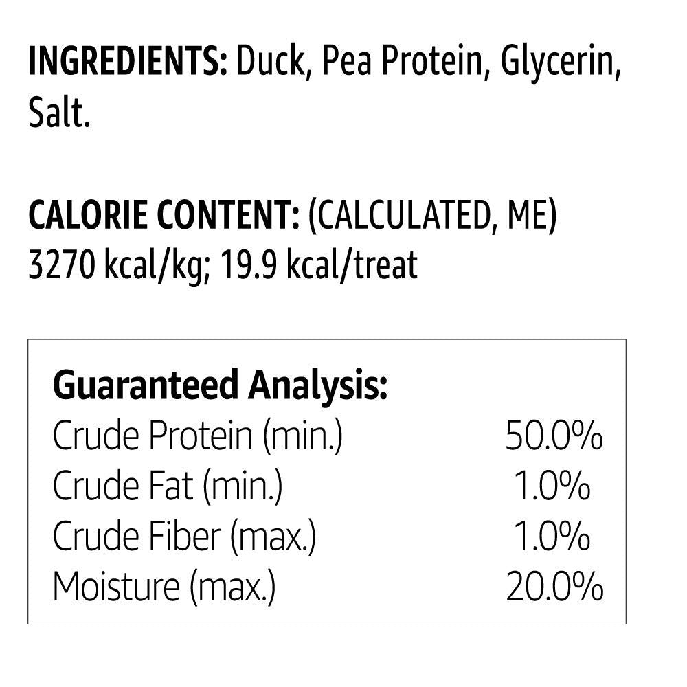 Solimo duck jerky dog treats broken into pieces for training use