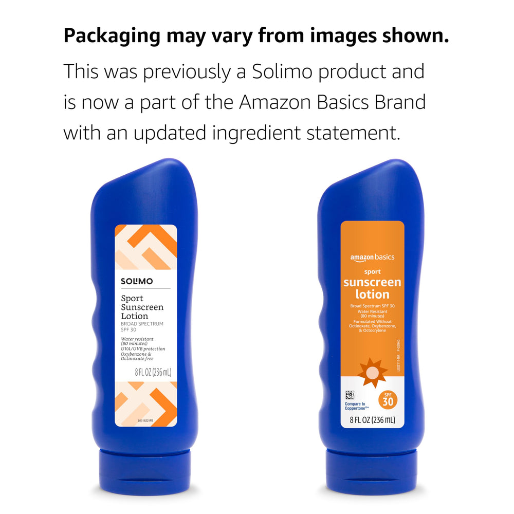 Solimo SPF 30 label close-up showing Octinoxate and Oxybenzone free claim