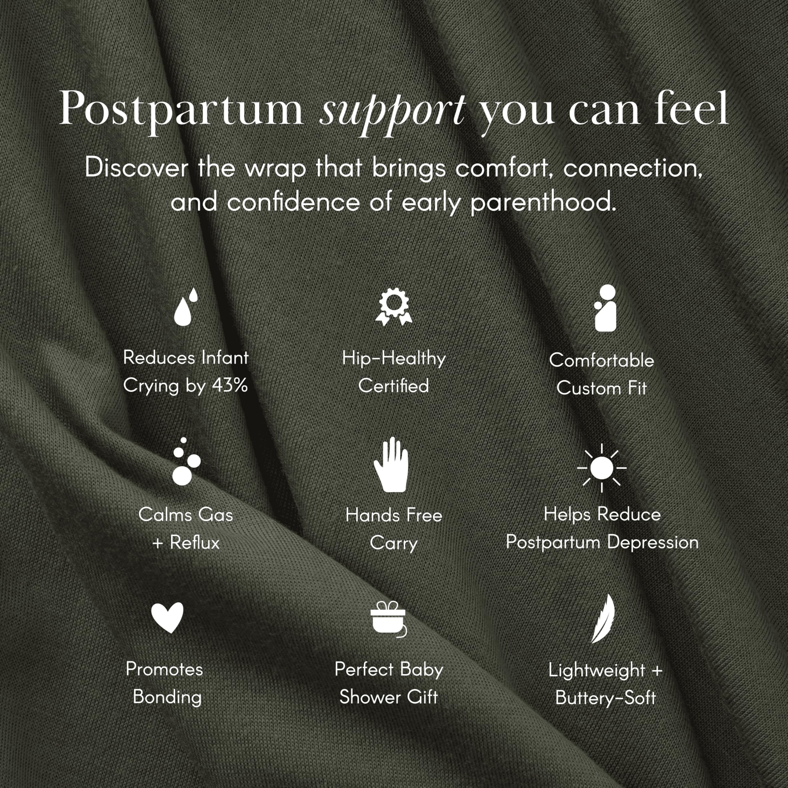 Solly Baby Wrap provides heartbeat-like comfort, soothing baby during busy routines.