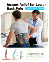 SOLOEVER back brace close-up shows the 26-degree bionic spine panel.