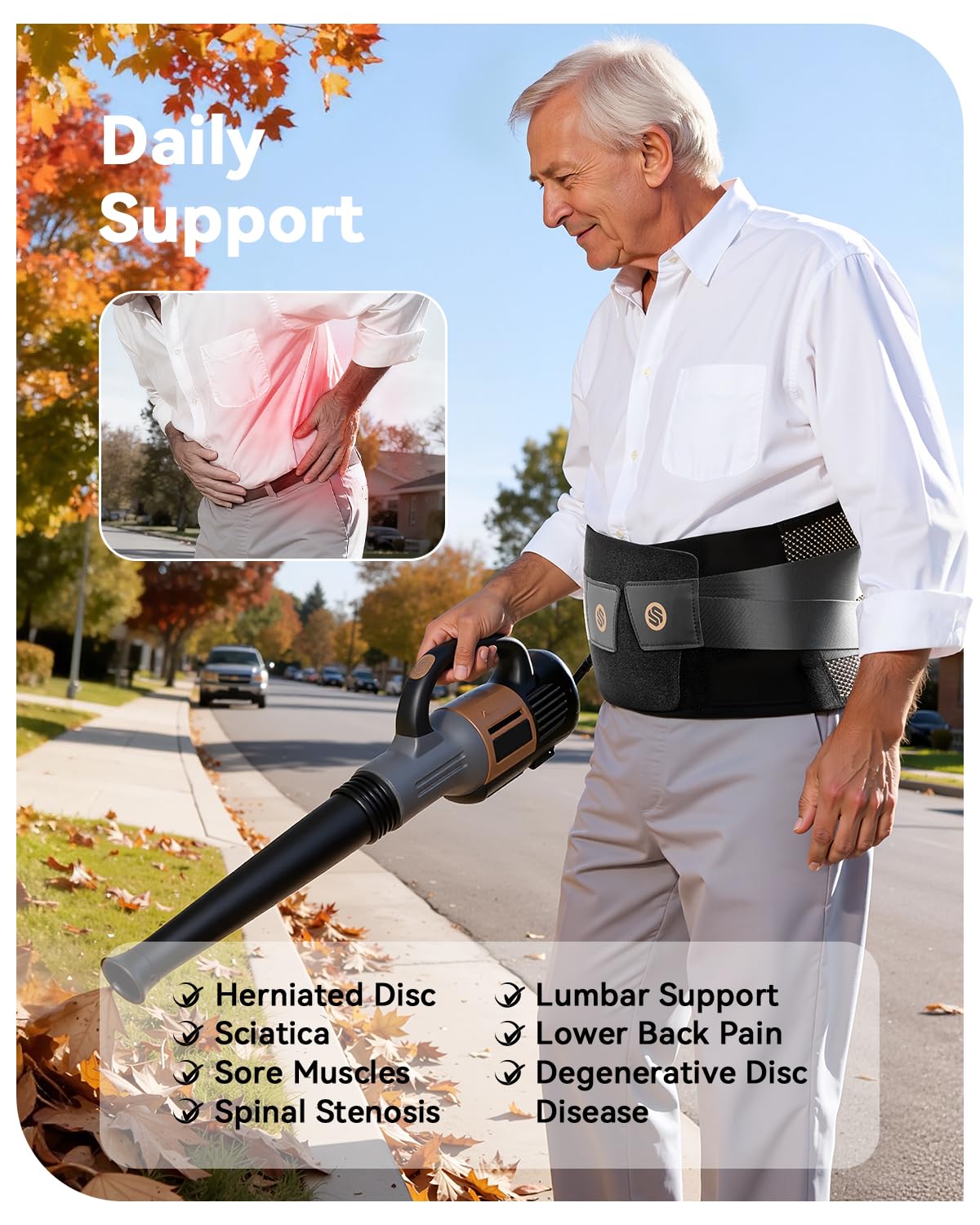 SOLOEVER wearer using the brace during daily activities.