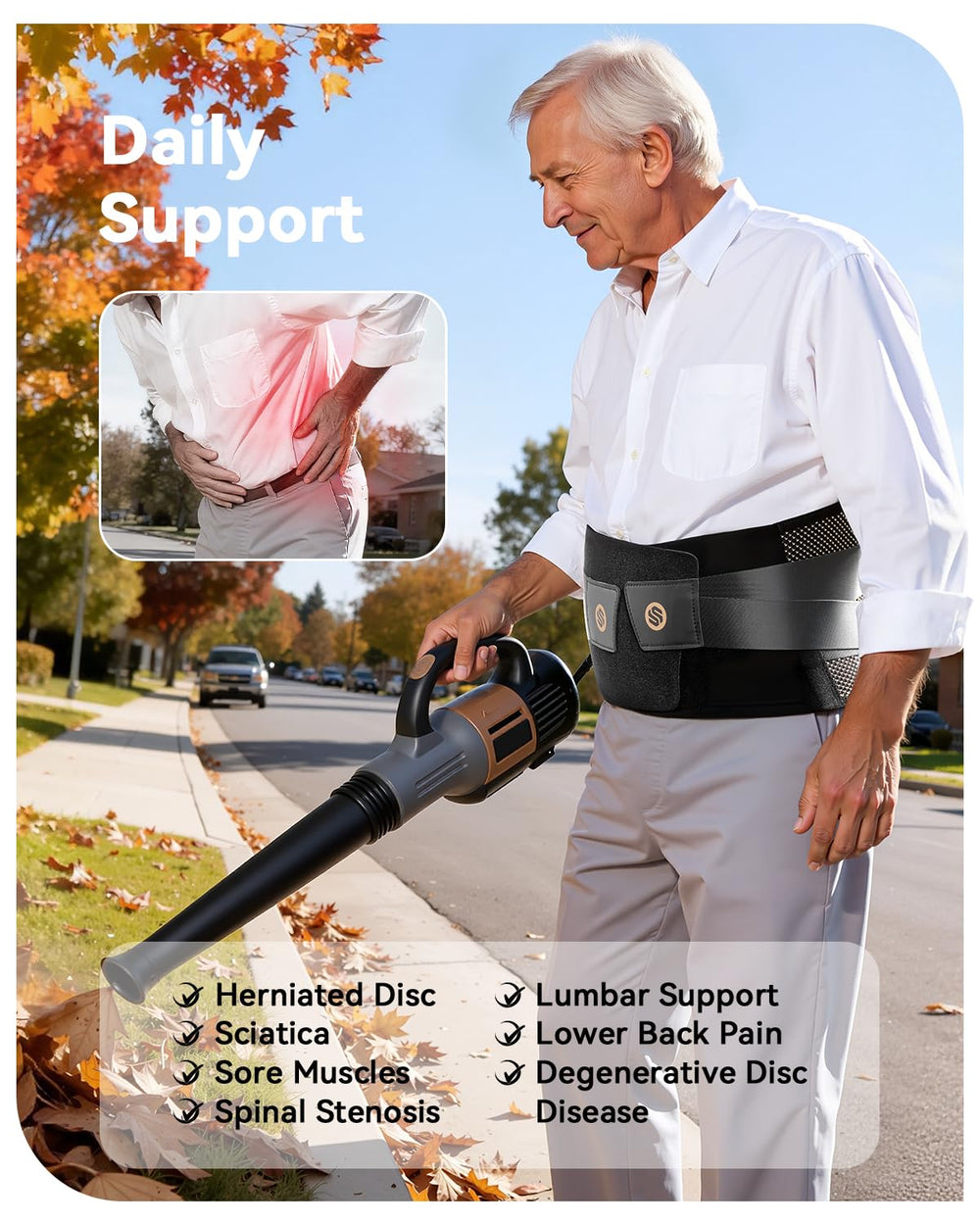 SOLOEVER wearer using the brace during daily activities.