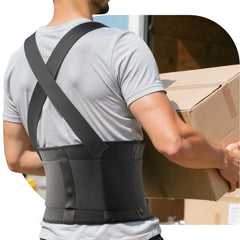 SOLOEVER Work Back Brace front view highlighting adjustable support for all-day wear