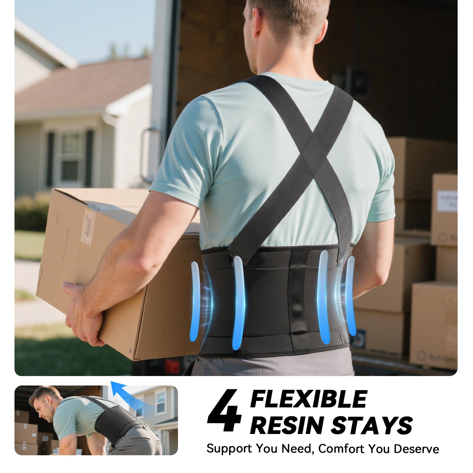 SOLOEVER Work Back Brace side view showing slim profile and stability