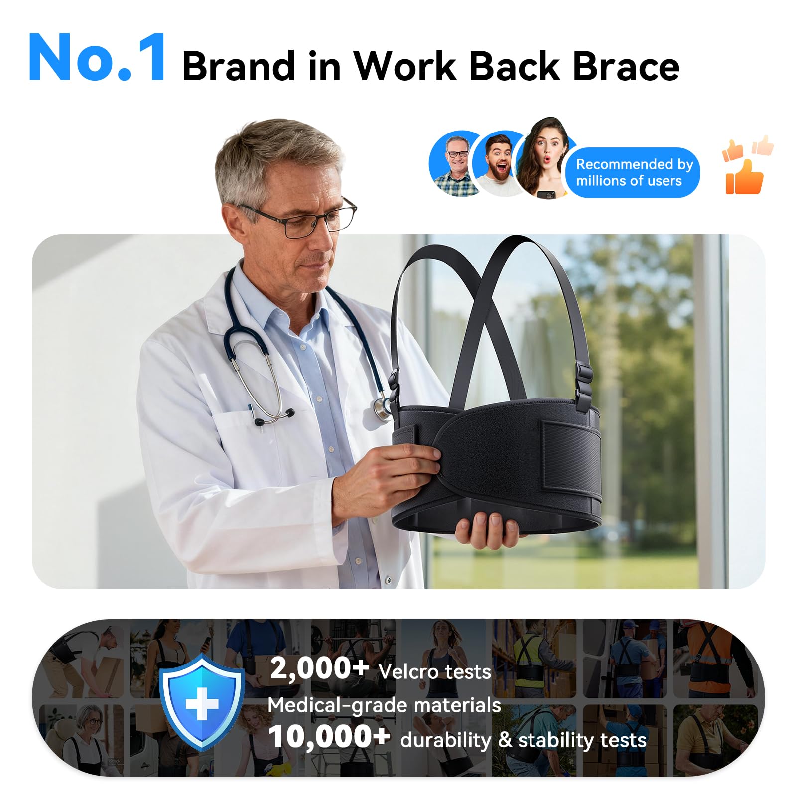 SOLOEVER Work Back Brace wearer comfort highlights flexible posterior stays for comfort