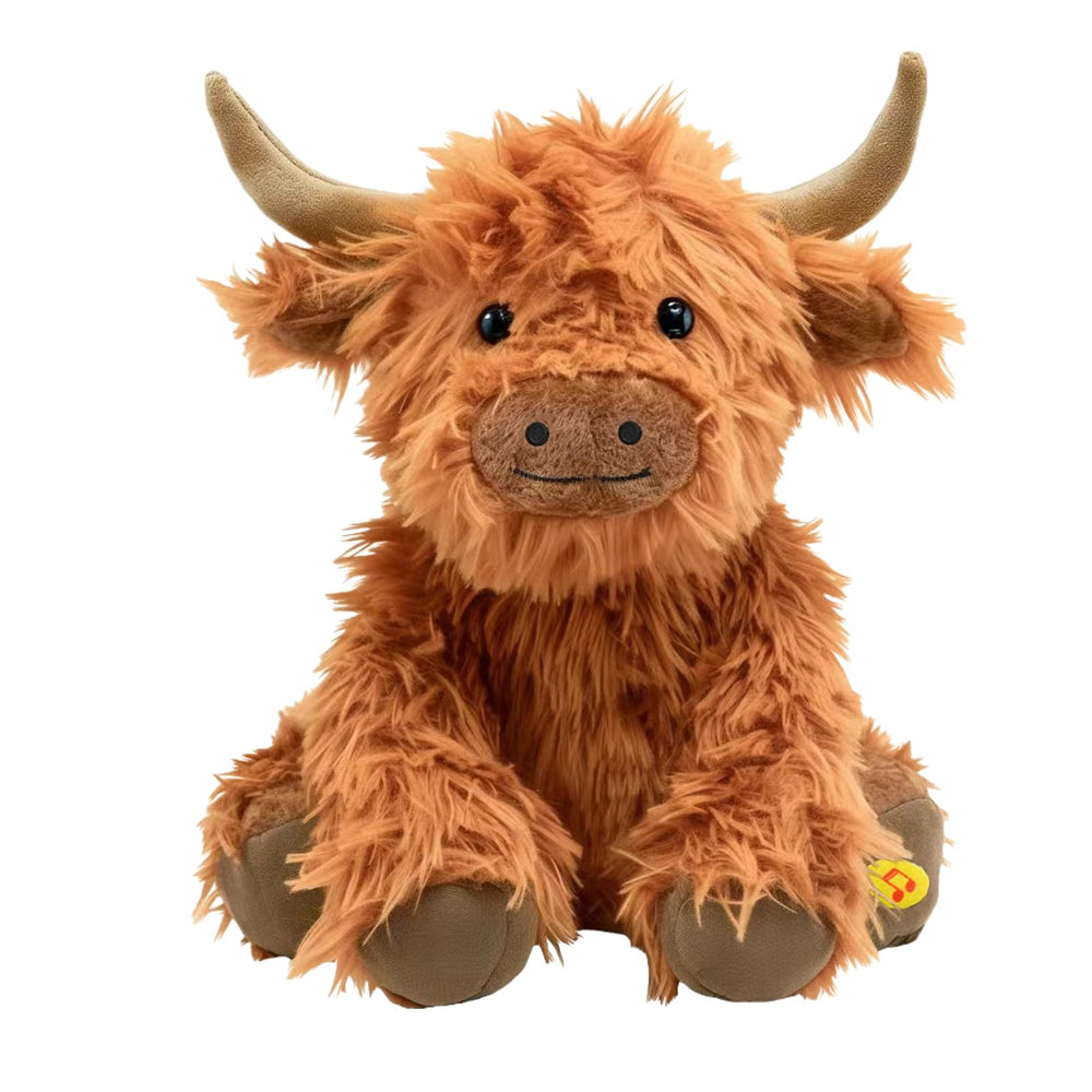 SOLPOBEI music Highland cow toy front view for playtime and cozy decor.