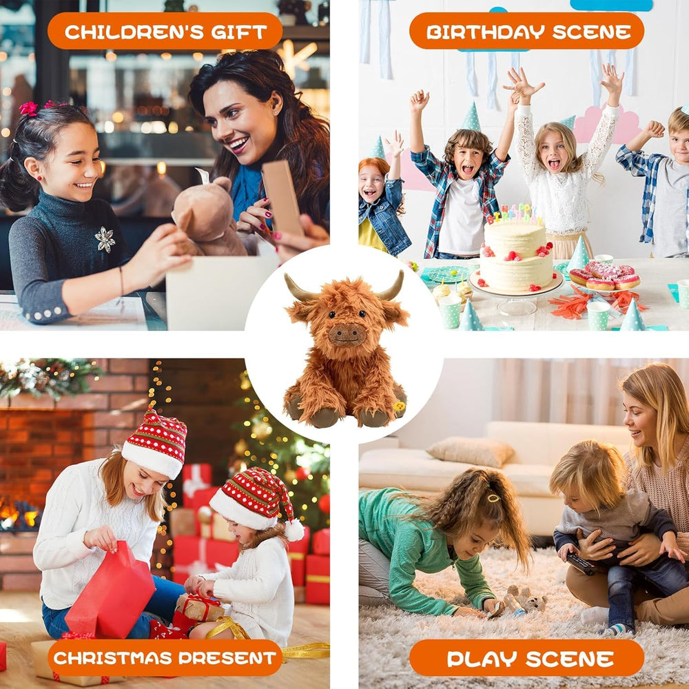 SOLPOBEI stuffed Highland cow decor for kids' bedrooms.