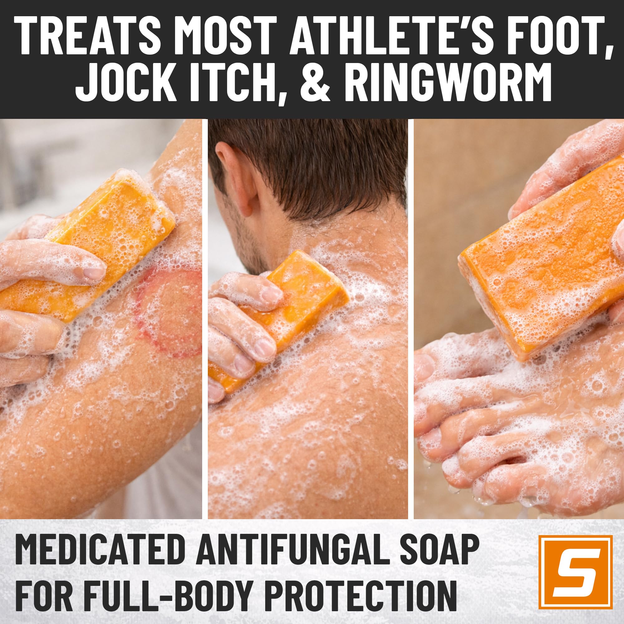 Solpri Shield bar lather creates rich foam for easy cleansing.