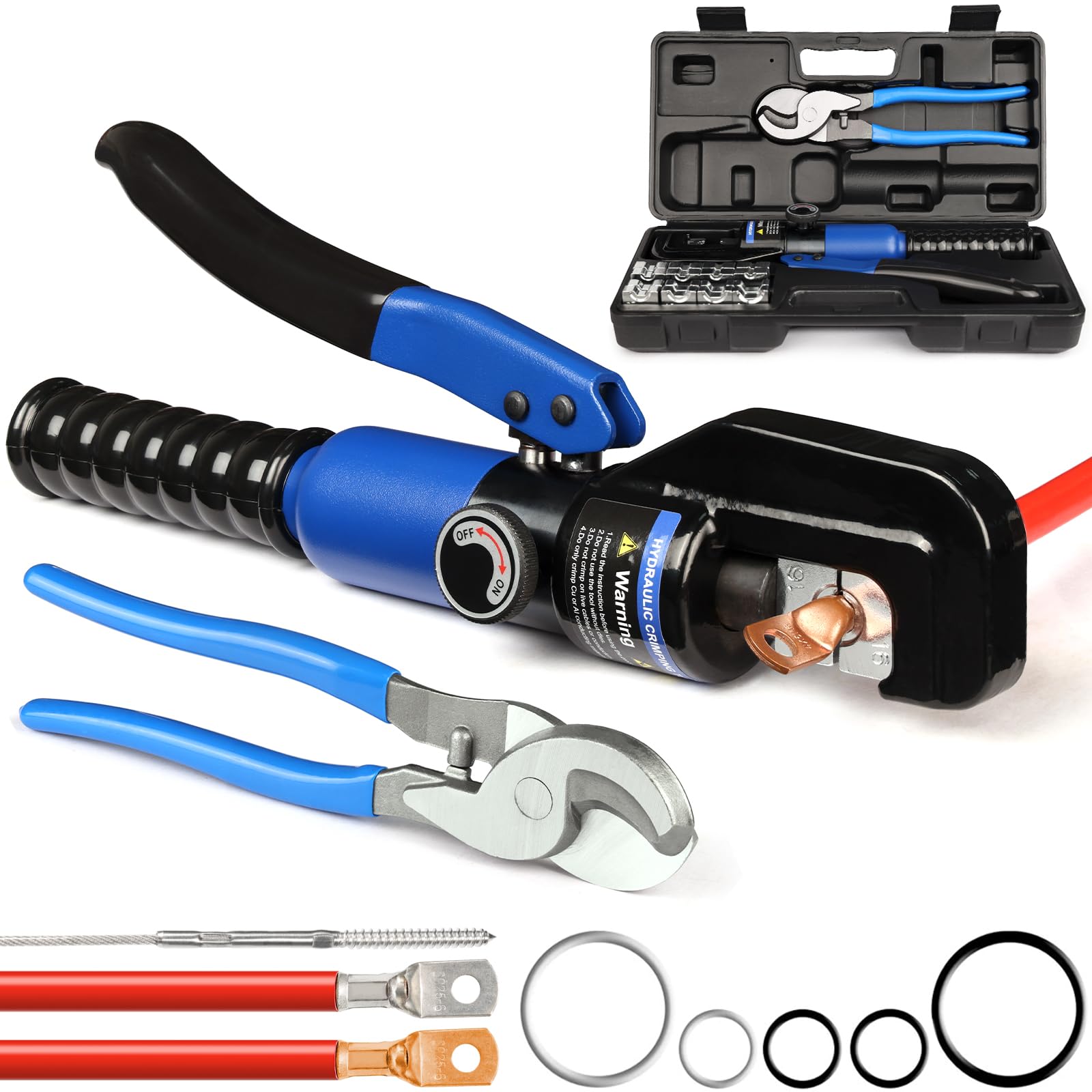 Solsop 10-ton crimping tool in use delivering strong, precise copper crimps.