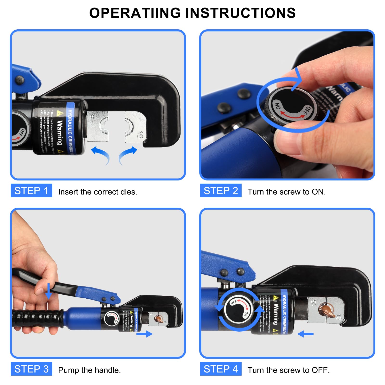 Solsop heat-treated crimping head ensures durable performance.