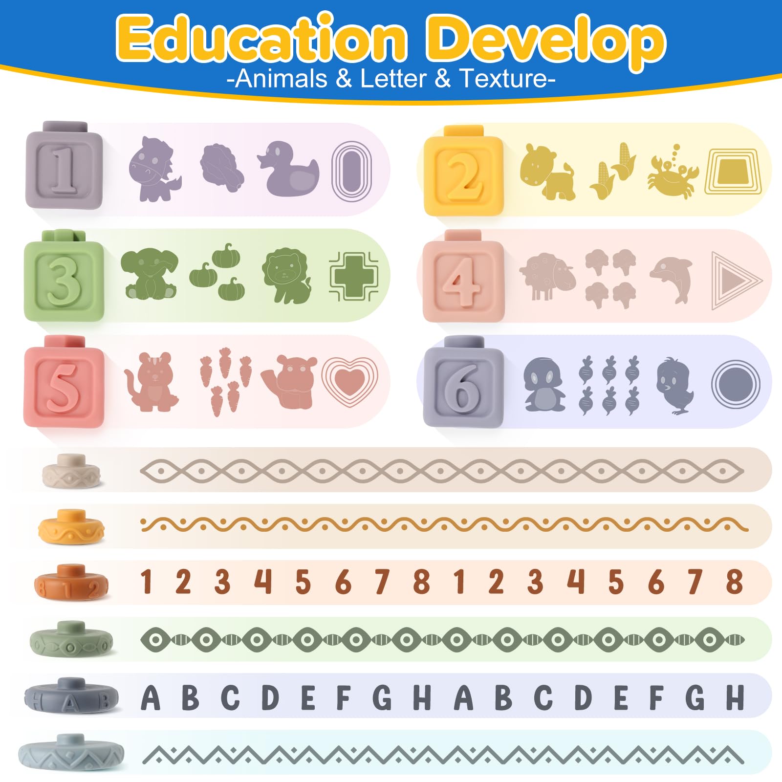 Somastung color and shape learning set supporting early cognitive development
