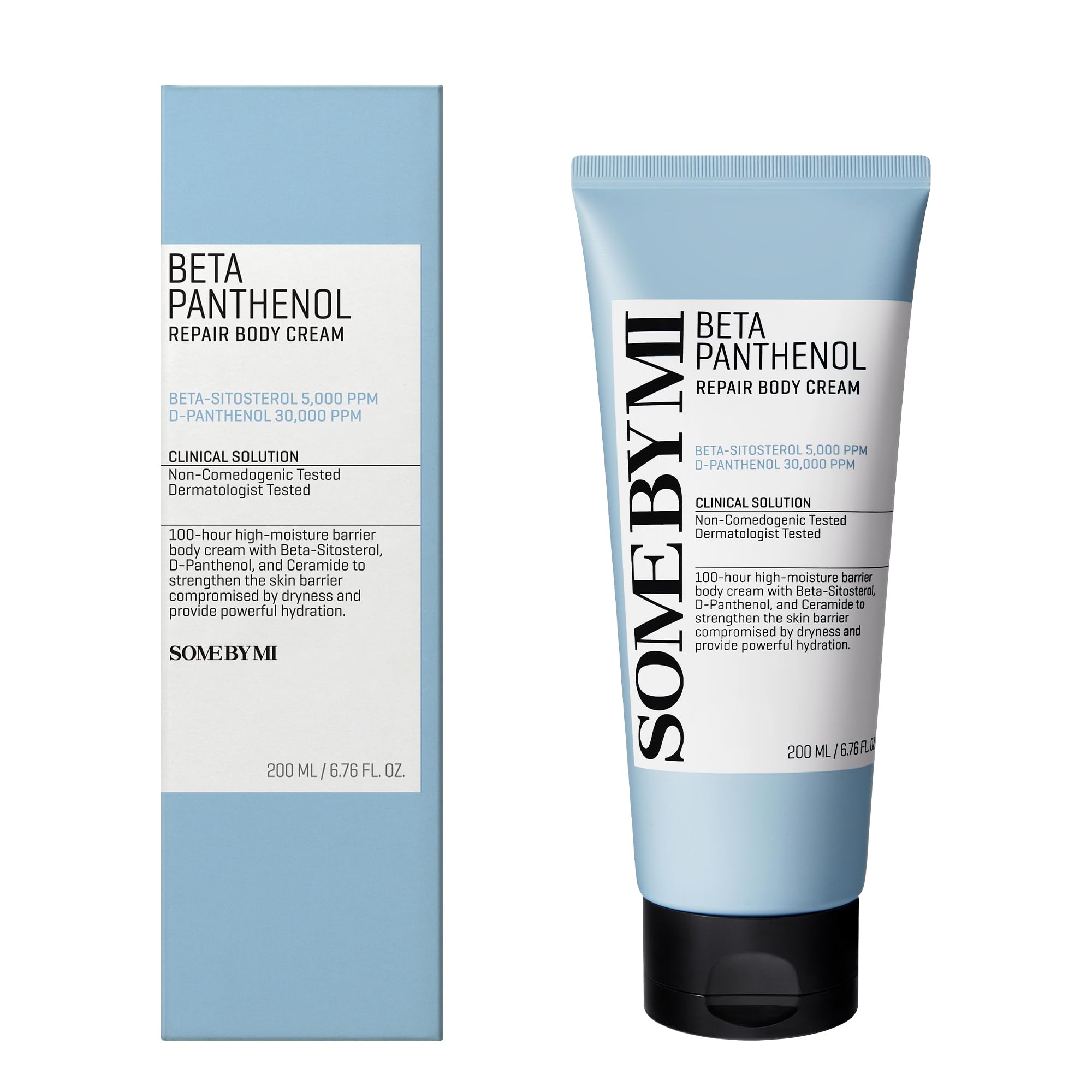 SOME BY MI Beta-Panthenol Repair Body Cream packaging backside with usage notes