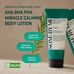 SOME BY MI Miracle Body Lotion texture swirl demonstrates non-sticky, fast-absorbing moisture.