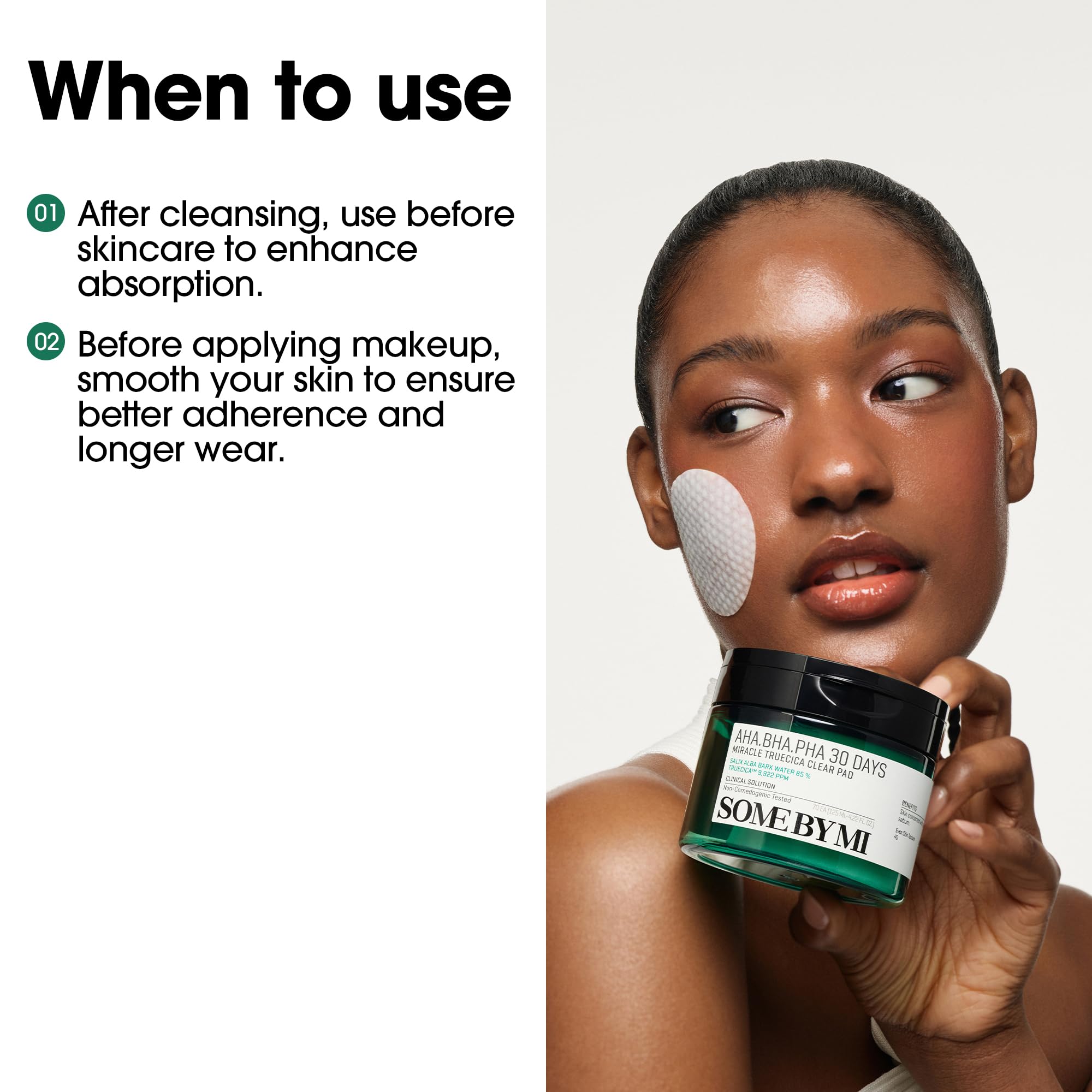 SOME BY MI Pad sheet detail highlights lightweight exfoliating material.